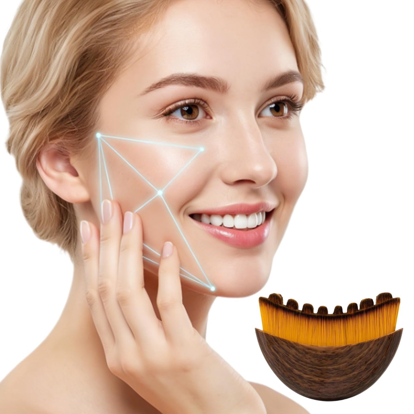 Lymphatic Contour Face Brush, Manual Facial Sculpting & Lymphatic Drainage Massager, Ergonomic Hypoallergenic Soft Bristles Brush for Anti-Puffiness, Detox & Lift, Improves Skin Glow & Absorption
