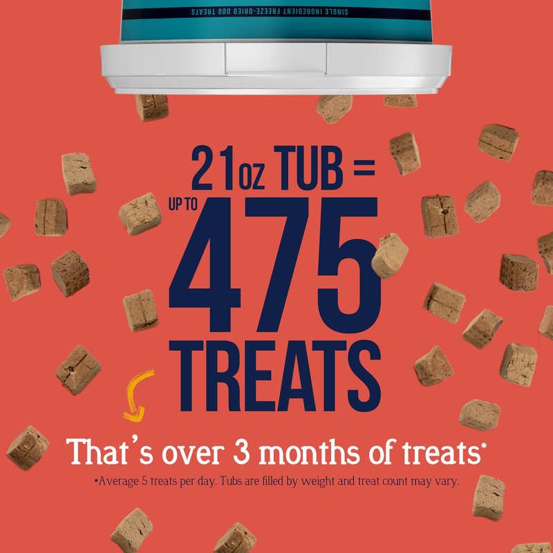 Stewart 100% Beef Liver Dog Treats, 21 oz Tub, ~475 Pieces, Freeze Dried Raw, 50% Protein, Single Ingredient Training Treats or Meal Topper, Grain Free, Gluten Free