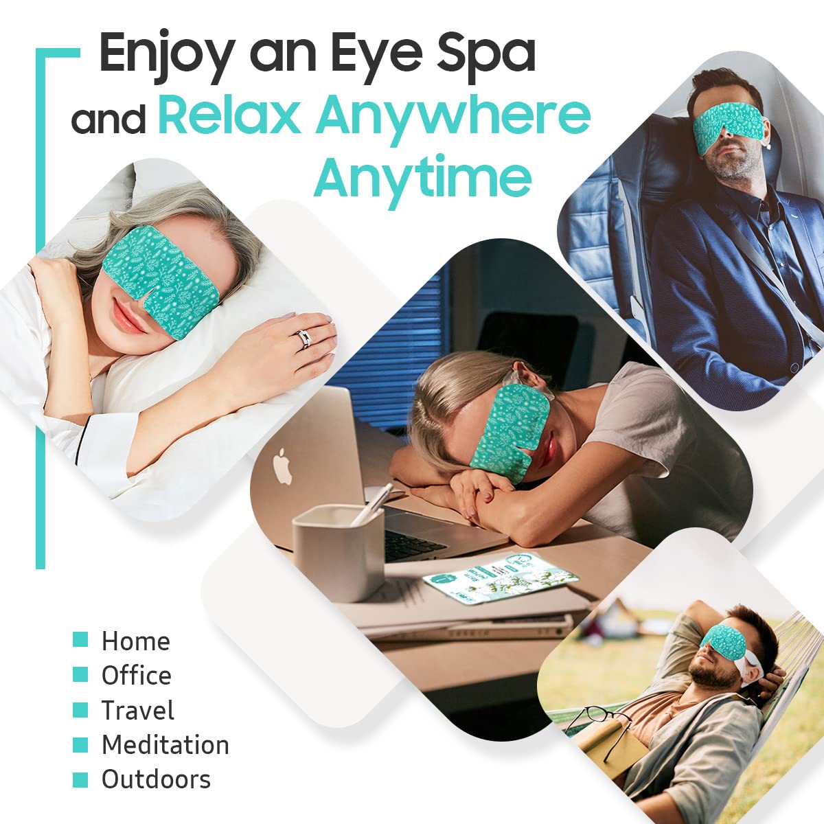 BeHoomi Heated Steam Eye Masks - 30 Packs of Disposable Warm Compresses for Relaxation | Unscented
