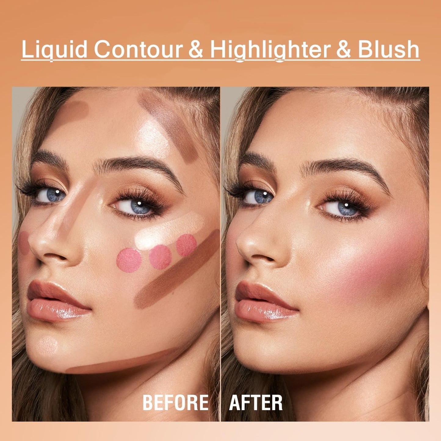 Highly Pigmented Liquid Contour Wand - Built-In Sponge Tip for Sculpted Complexion | Long-Lasting Highlighters & Bronzer