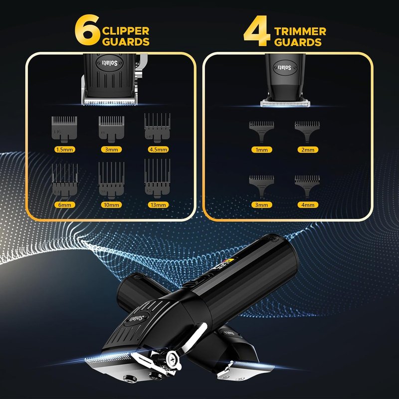 Cordless Hair Clippers for Men - Rechargeable Beard Trimmer Kit with LED Display | Black