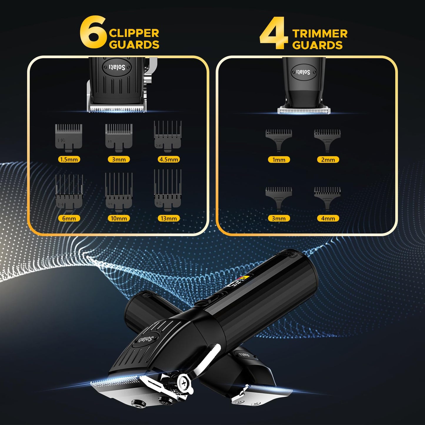 Cordless Hair Clippers for Men Beard Trimmers Kit with LED Display Rechargeable Haircut Grooming Shaver Gift for Men Women Barber Kids (Black)