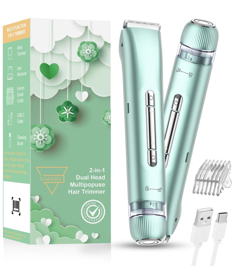 Electric Razors for Women | Dual Head Electric Shaver for Ladies for Facial Hair Removal, IPX7 Waterproof, Painless & Flawless, USB Rechargeable, for Face, Bikini, Body, Leg