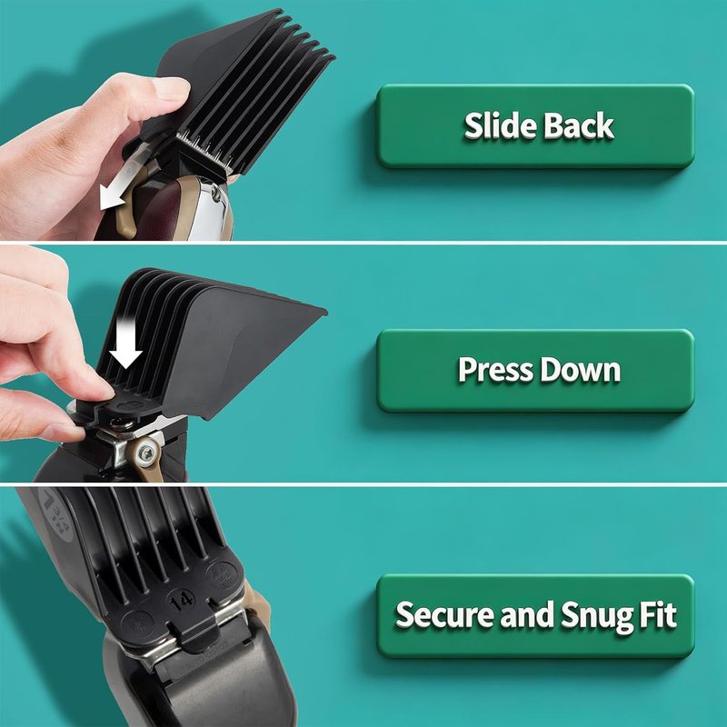 Clipper Guards Set - 6-Piece Replacement Guide Set for Wahl Clippers | Fits 1.25" to 2.5", Black