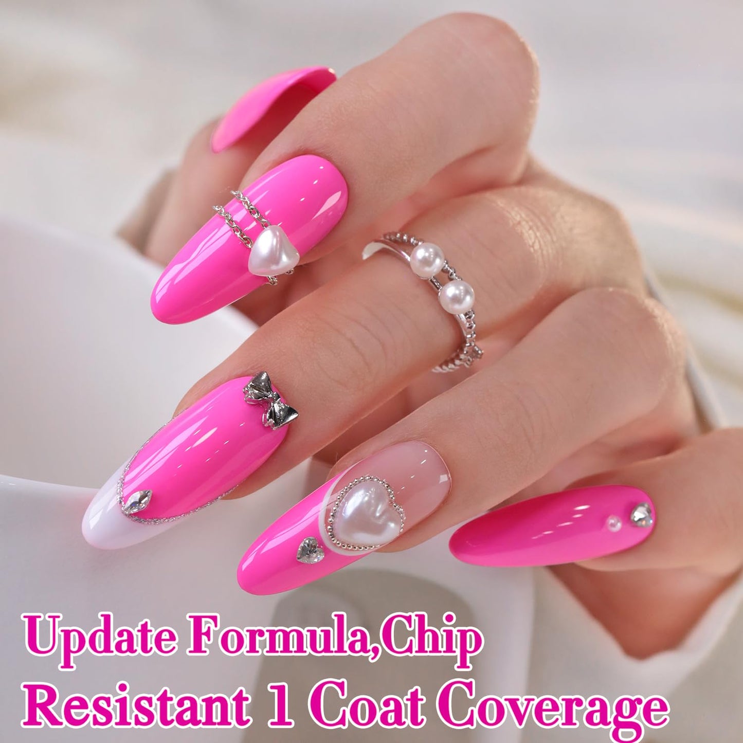 Double Rhythm 0.50 OZ Gel Polish Same Color Same Bottle Golden Round Translucent Neutral Natural Milky 15 ML Jelly UV Nail Polish Art DIY at Home (Vibrant Hot Pink-H1573)
