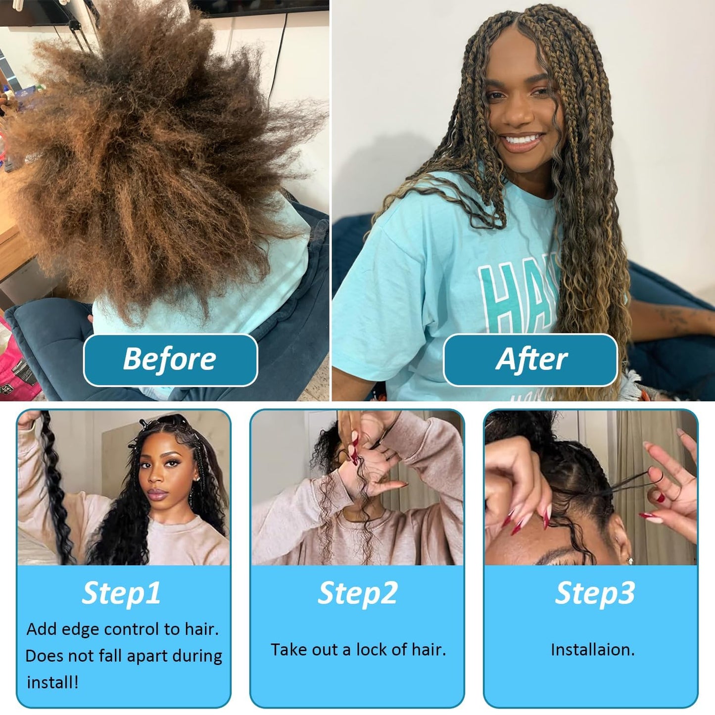 26 26 26 Inch Highlight Brown Human Braidng Hair For Boho Braids P4/30 Boho Human Hair Braiding Deep Wave Braids 3 Bundles/Pack Brown Color 150g