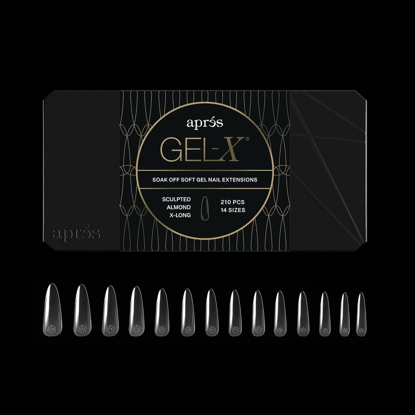 Aprés Gel-X® Almond Nail Tips - 280 Soft Tips in 14 Sizes 00-9 | Sculpted Extra Long