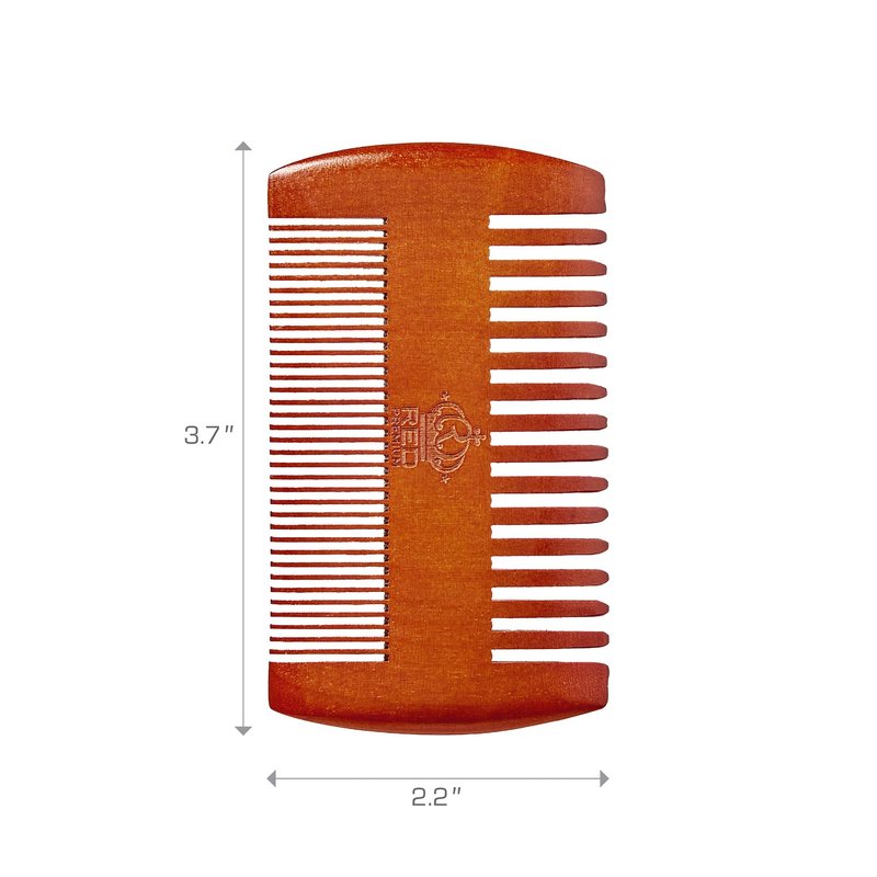 RED by Kiss Premium Wood Men Dual Side Beard Comb, Easy Detangling and Styling, Durable Design for Gentle Beard Hair & Mustache Grooming Essential, No Snagging & Pulling, Maximize Conditioning