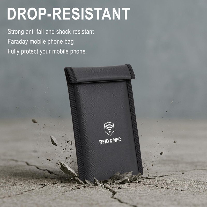 XIAODUN Military Grade Faraday Bags for Phones [5G/Bluetooth/WiFi/GPS] Signal Blocker, Fireproof Waterproof Anti-Scratch | Detachable Wrist Strap, RFID Blocking Anti-Tracking Pouch