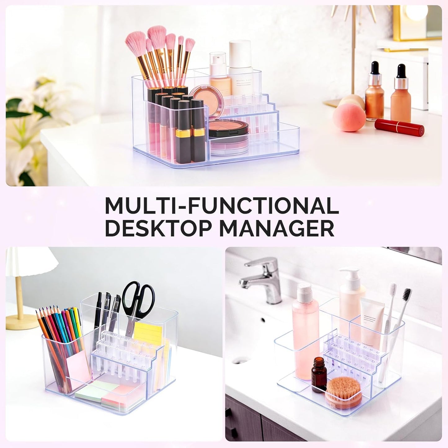 Nail Drill Holder - 21 Holes Acrylic Storage Box for Manicure Tools | Clear Organizer for Efile Accessories