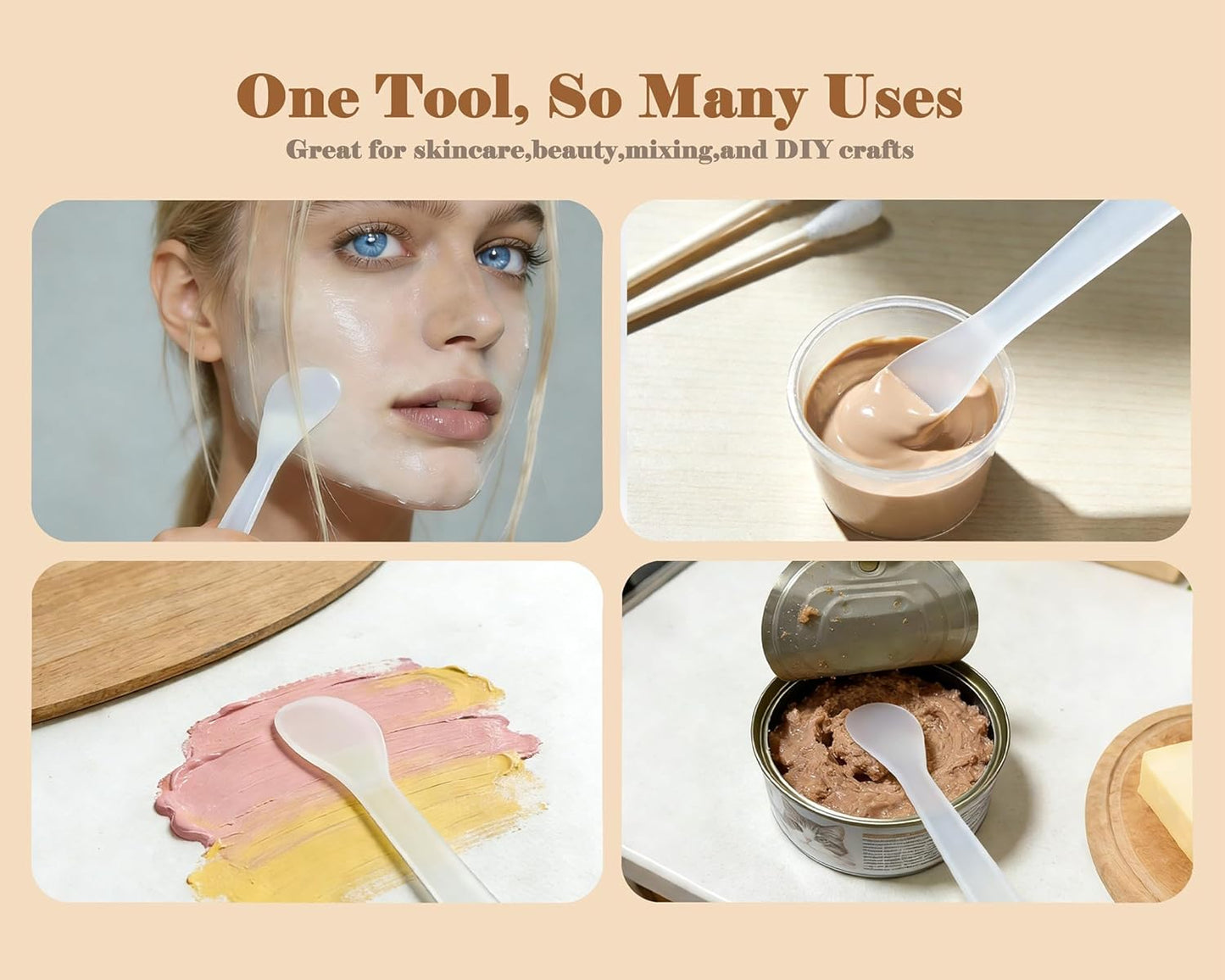 **Cosmetic Spatulas - 100 PCS Reusable Makeup Scoops in 7 Colors | Hygienic Mixing Tool for Face Masks & Skincare (4.88'' x 1.06'')**