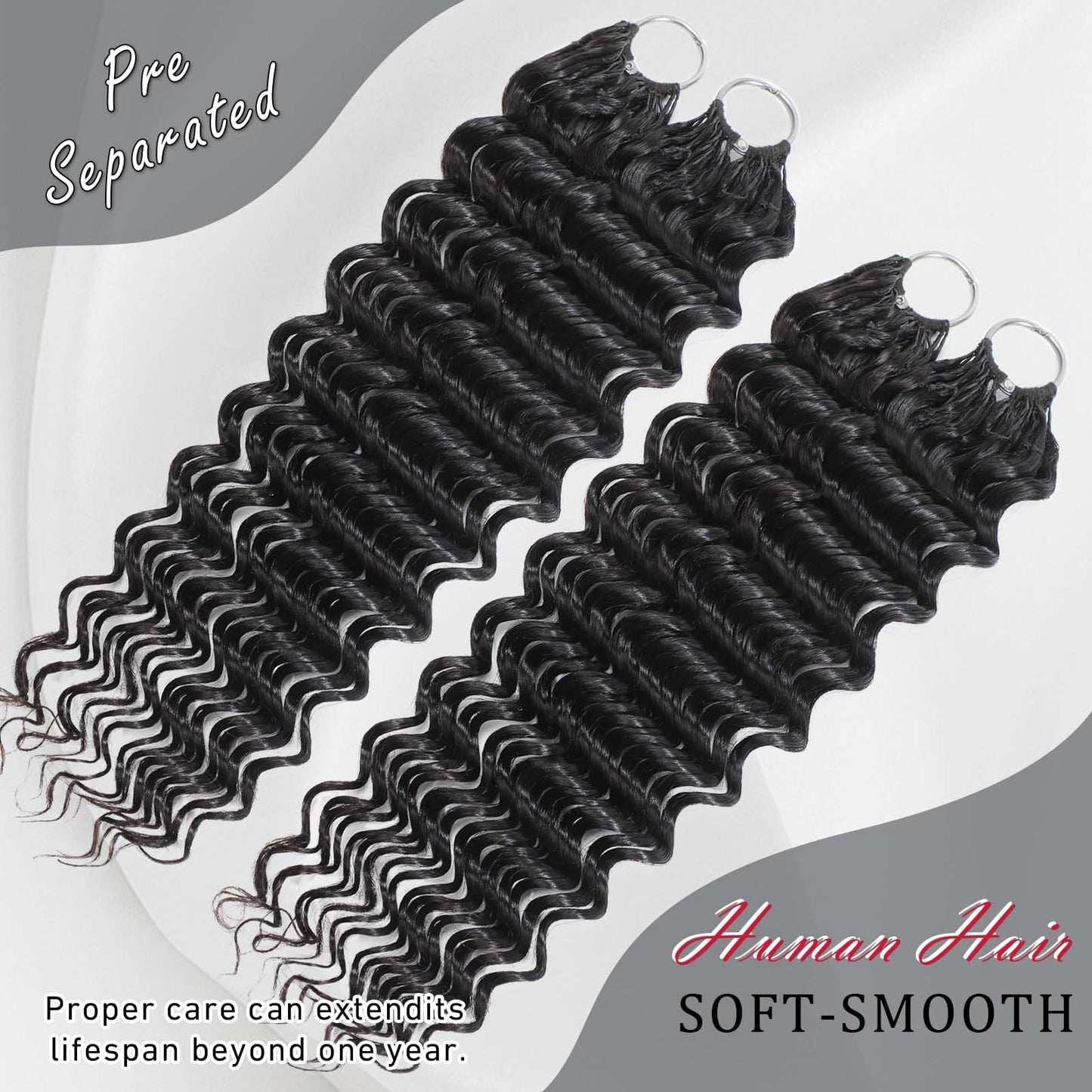 Human Crochet Hair for Black Women 20 Inch 120g Miracle Knots Hair Deep Wave Feather Crochet Human Hair Bundles Invisible Boho Crochet Hair Extensions Natural Black