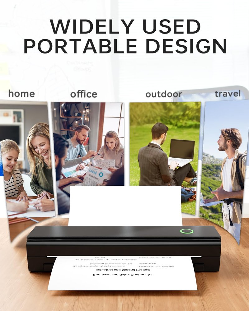 NDYIN Portable Printers Wireless for Travel, N80 Wireless Thermal Printer Bluetooth Inkless Printer Support 8.5" X 11" US Letter & A4, Compatible with iOS, Android, Laptop