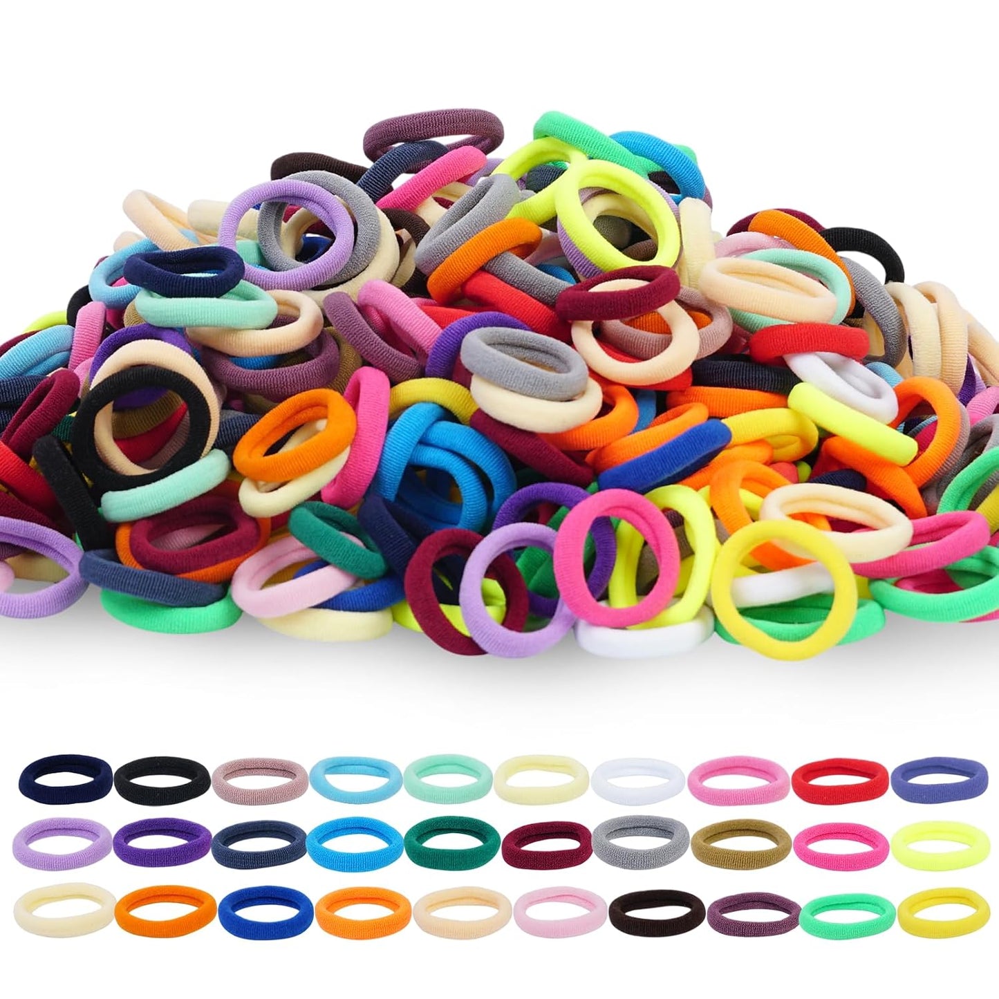 120PCS Black Hair Ties for Thick Hair - Seamless No Damage Elastic Ponytail Holders | Bulk Nylon Hair Bands for Women