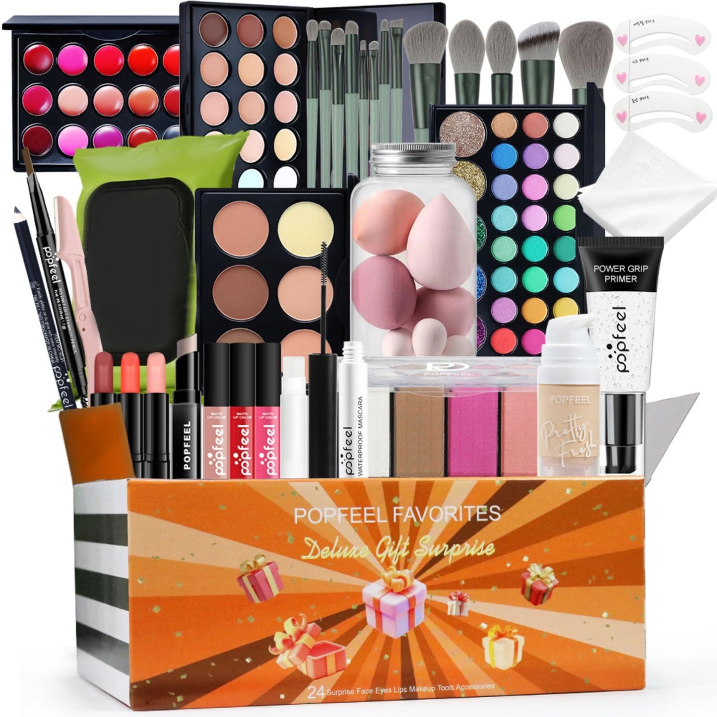 FantasyDay All in One Makeup Kit for Women Full Kit Girls Makeup Gift Sets Xmas Essential Bundle Include Eyeshadow Palette Lipstick Blush Concealer Eyeliner Mascara Foundation Brush Eyebrow Pencil