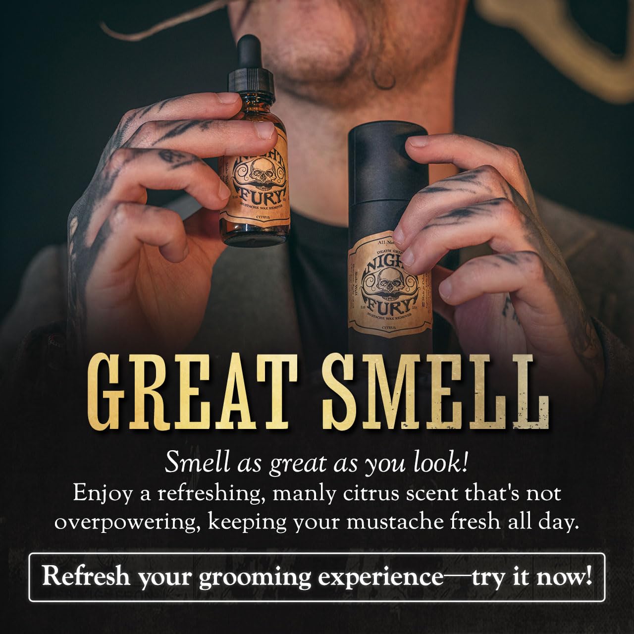 THE VINTAGE GROOMING CO. Mustache Wax Remover Night Fury Oil by Death Grip - Get Wax Out Of Your Handlebar Moustache Or Beard | Mustache Cleaner Kit