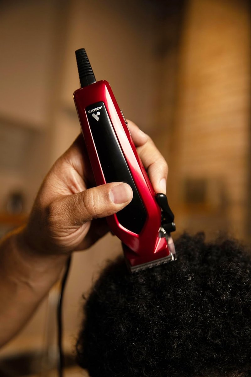 Andis Ultra Clip Corded Clipper & Trimmer Combo Kit - 15-Piece Set, Stainless Steel Blades, Whisper Quiet, Red