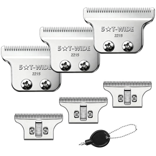 2215 Adjustable Zero-Gap T Blade Replacement for Wahl 5 Star Detailer Li Trimmer Models 8081/8171 (Silver-3pcs)
