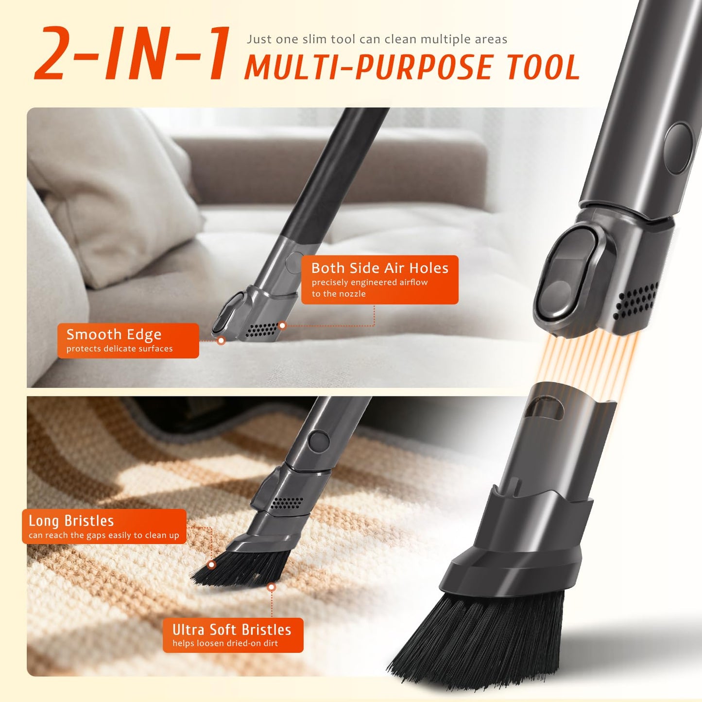 Flexible Crevice Tool Vacuum Attachments Compatible with Dyson V7 V8 V10 V11 V12 V15 Gen5 G5 Vacuum Cleaner 971433-01, Extendable Quick Release Slim Nozzle Brush for Hard-to-Reach Gaps