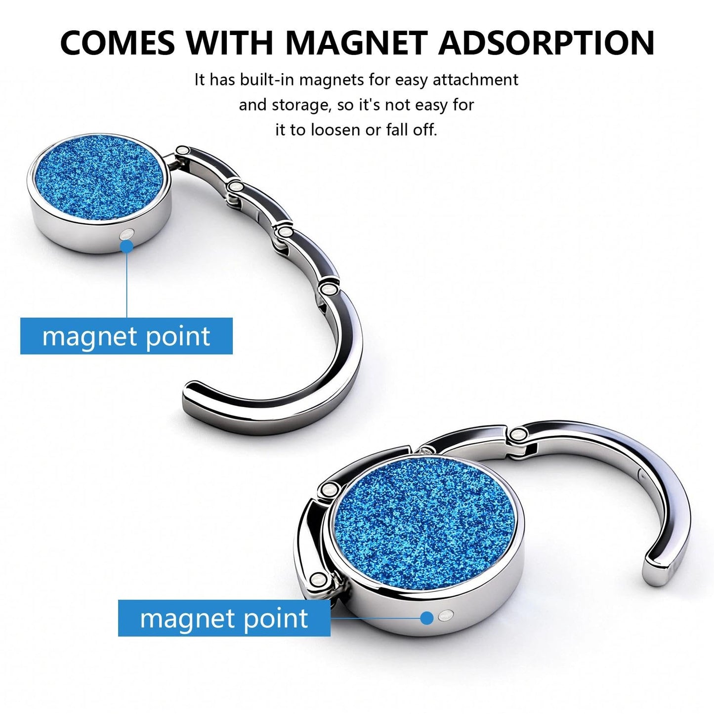 2 Pcs Foldable Purse Hook for Table Hangers, Purse Hanger for Tables, Folding Handbag Hooks for Tables, Folding Decor Table Hook Bag Hanger Holders(Blue)