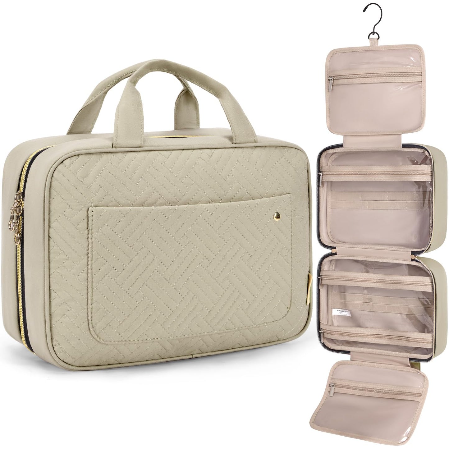 Toiletry Bag | Water-Resistant Travel Organizer with Hanging Hook - Medium Baby Pink