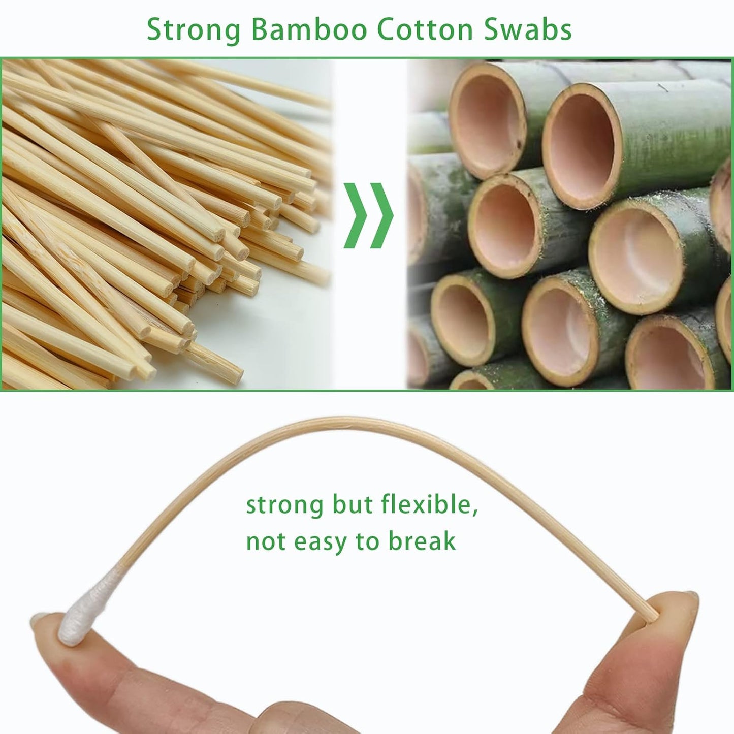 Long Cotton Swabs - 500 Count Biodegradable Bamboo Tips for Cleaning & Makeup | 6 Inch Storage Case