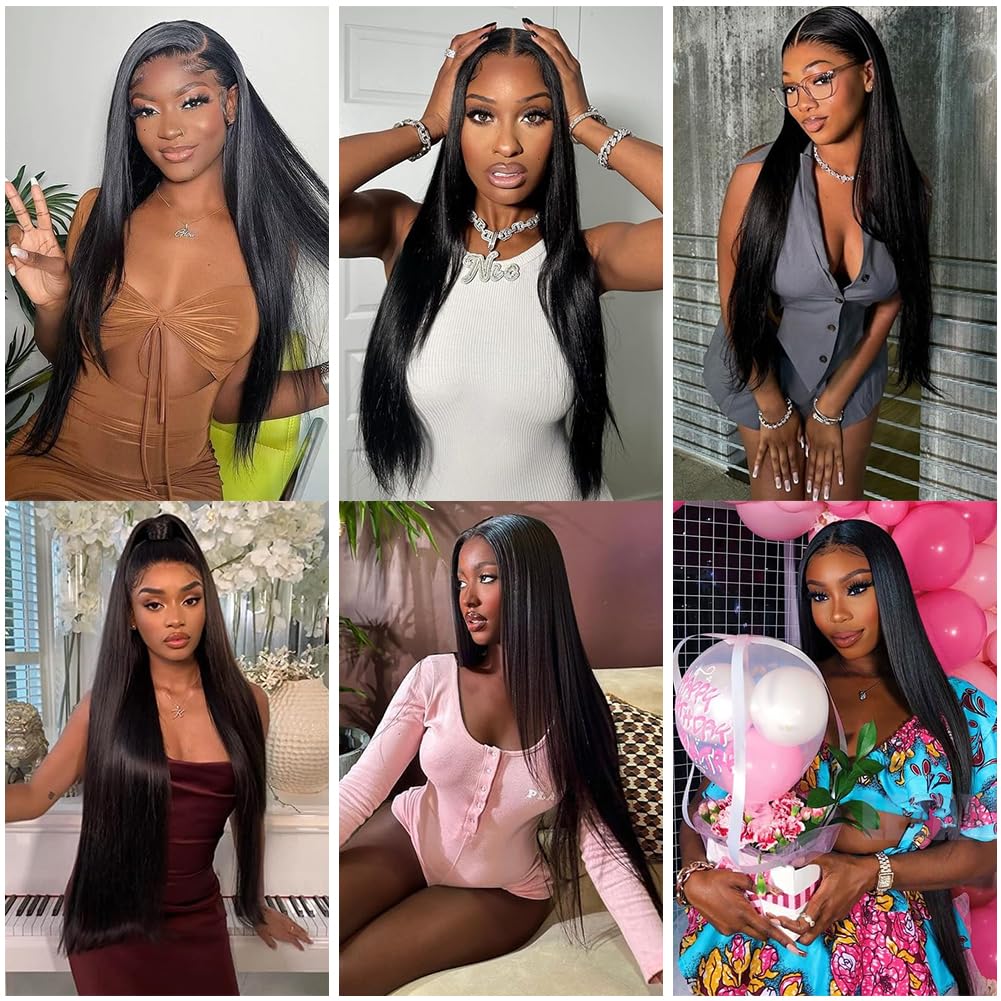 Straight Bundles Human Hair 16 18 20 Inch 3 Bundles Unprocessed Virgin Hair Extensions 8A Double Weft Human Hair Weave Natural Color 100g/Bundle