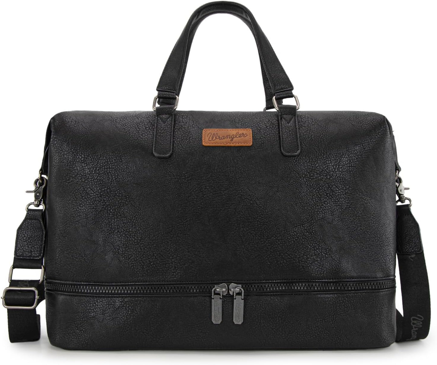 Travel Duffel Bag - Wrangler Carry-On Overnight Bag with Shoe Compartment | Women’s Weekender Bag - Black