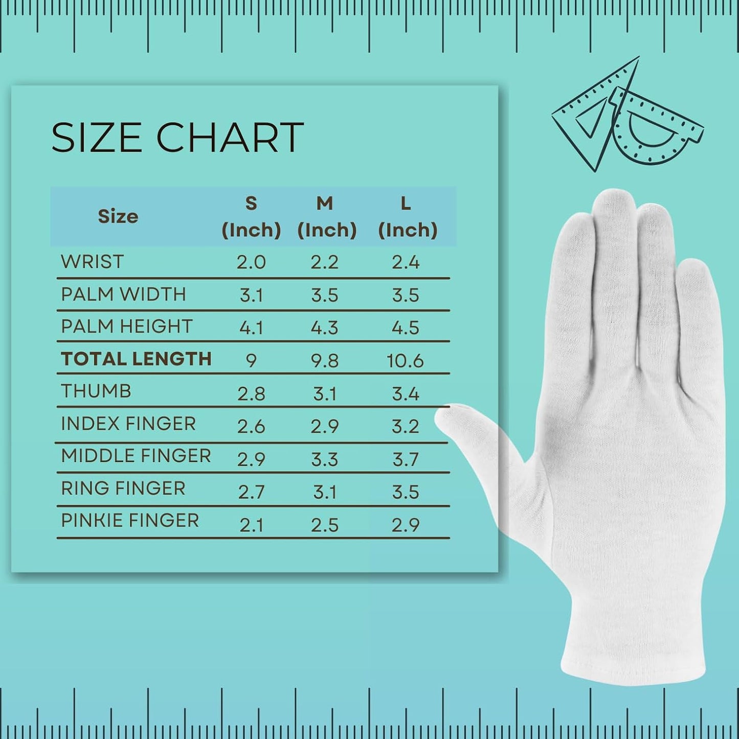 ANSMIO Cotton Gloves for Dry Hands | Moisturizing Night Gloves, Size L (12 Pairs)