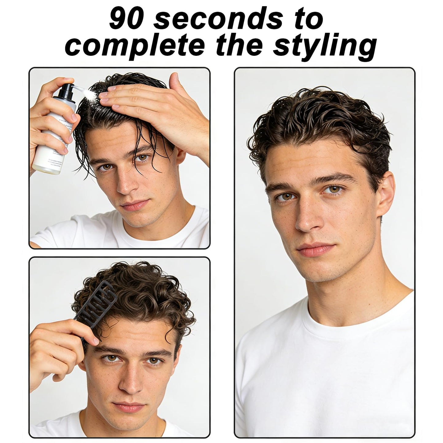 Texture Comb Men, 4 PCS Wide-Tooth Volumizing Combs, Create Fluffy Texture & Clean Part Hairstyles, Made of Durable ABS Plastic