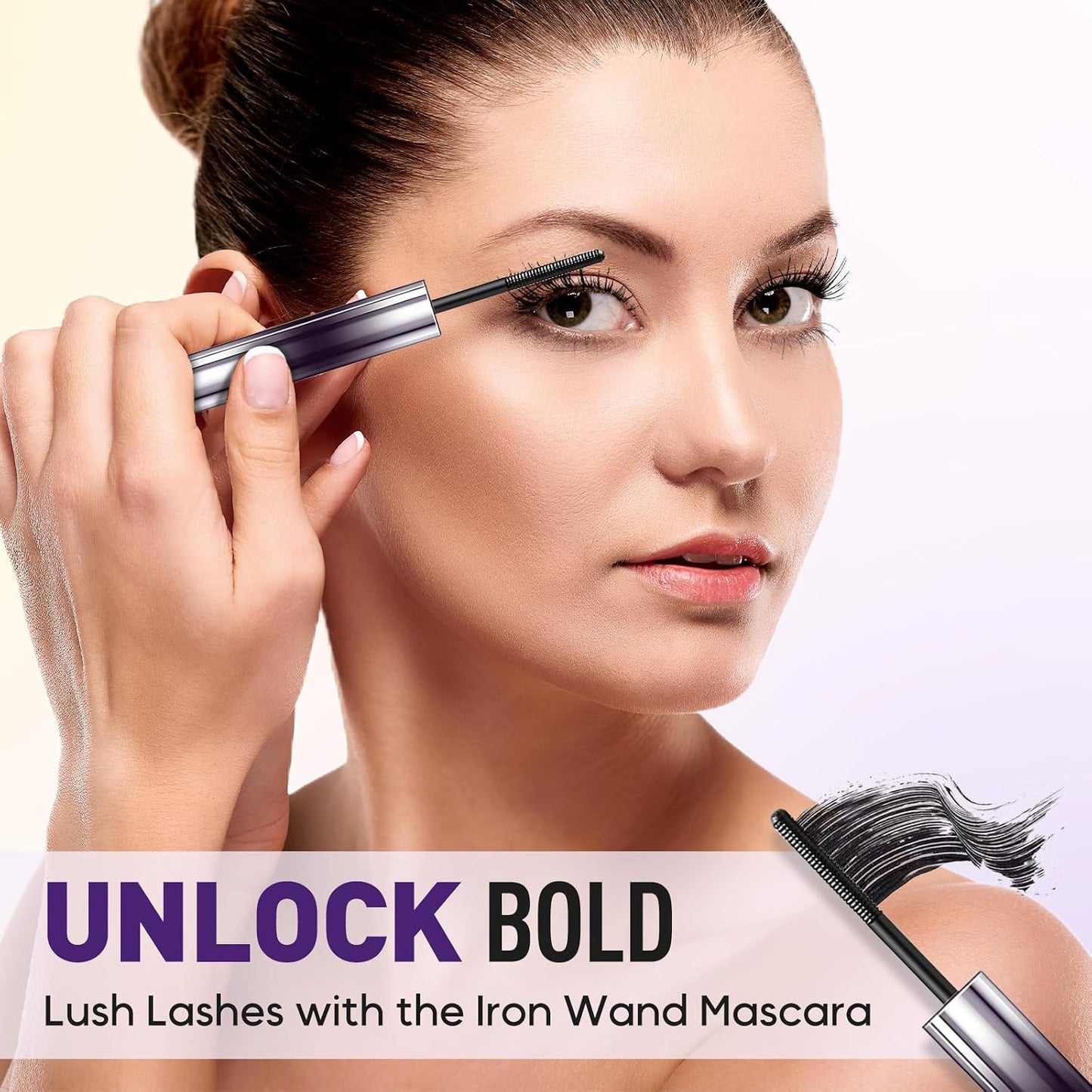 Brushless Metal Wand Mascara - Waterproof 3D Curling Eyelash Iron | Long-Lasting, No Flaking, Black