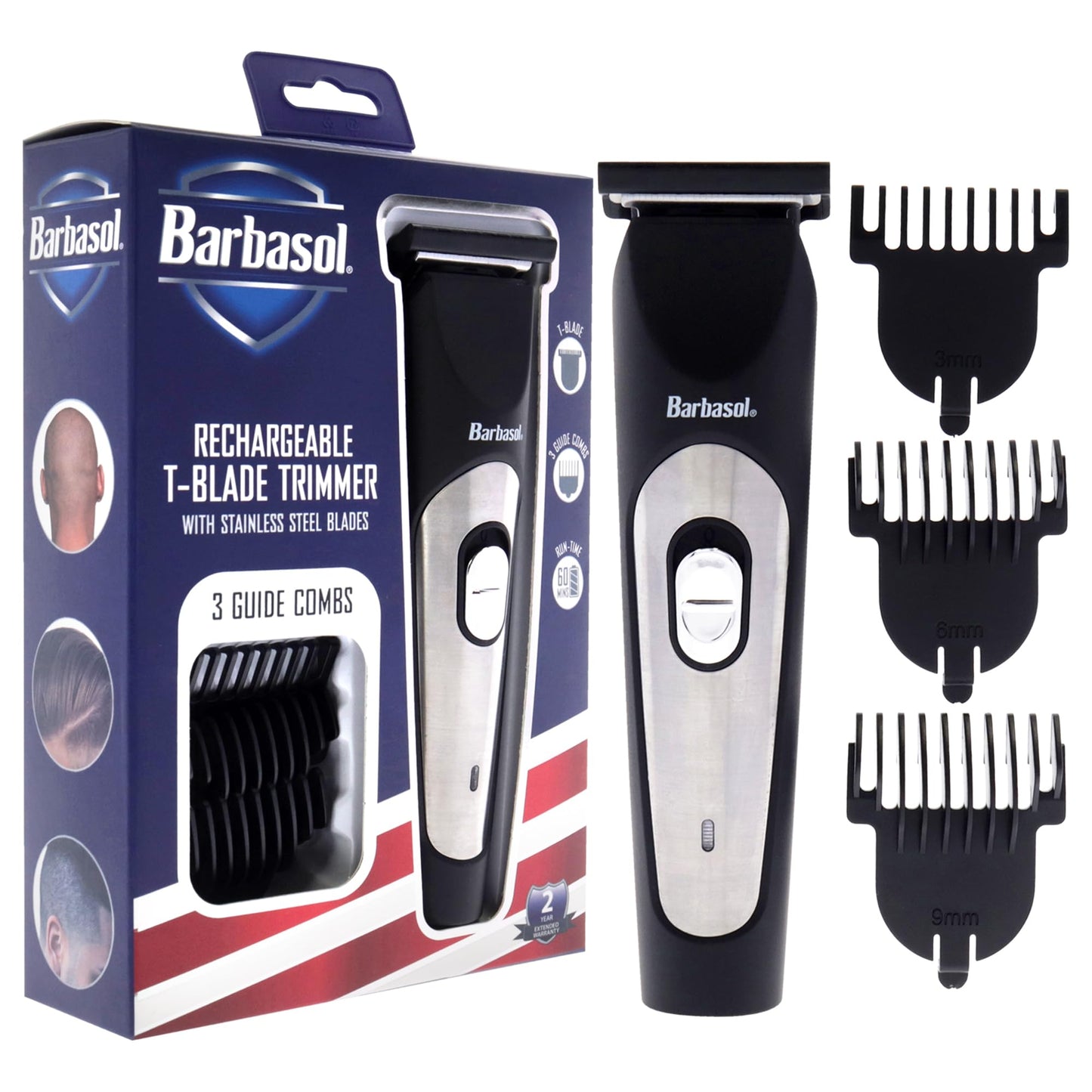 T-Blade Trimmer by Barbasol for Men - 4 Pc Trimmer Tblade, 3 Guides