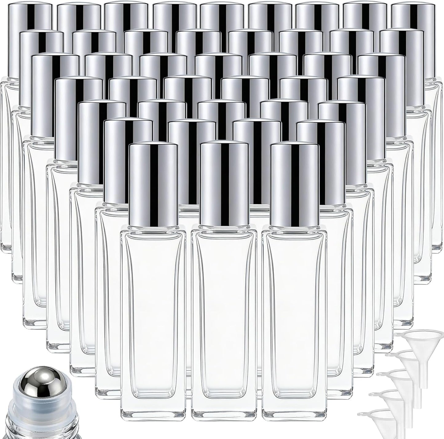 Essential Oil Roller Bottles - 100 Pcs 10 ml Thick Glass with Stainless Steel Balls | Leakproof & Travel-Friendly
