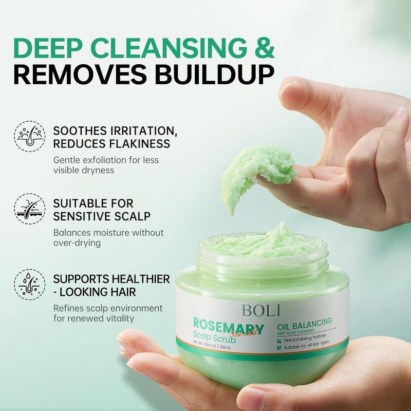 Rosemary Tea Tree Scalp Scrub - Exfoliating Shampoo with Mint Oil for Itchy Relief | 8.81 oz
