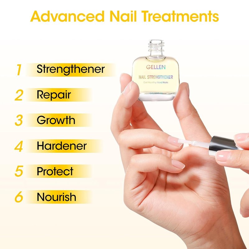 GELLEN Pro Care Ginger Nail Strengthener - 8-in-1 Air Dry Clear Serum for Thin Nails Growth & Repair | Nourishing Formula