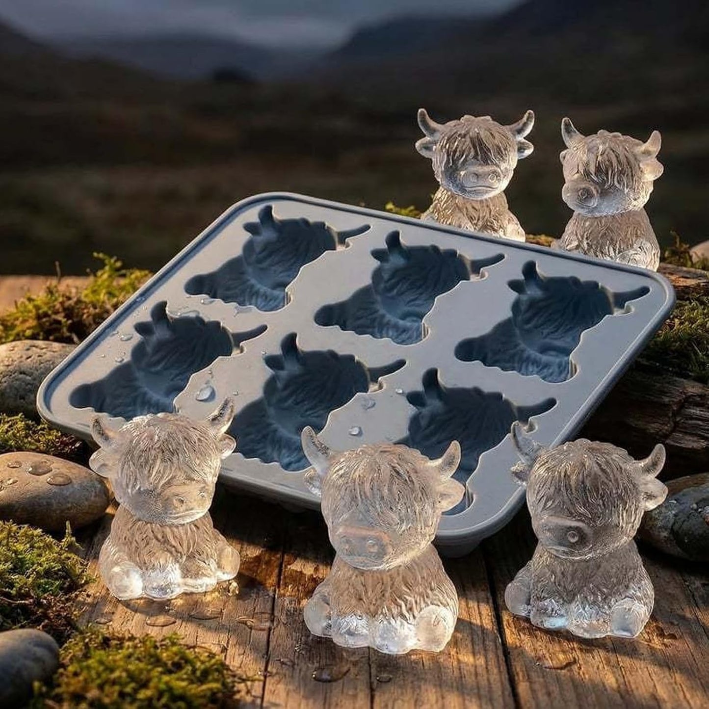 3D Highland Cow Ice Mold - Food Grade Silicone Tray for Whiskey & Cocktails | 1 Piece