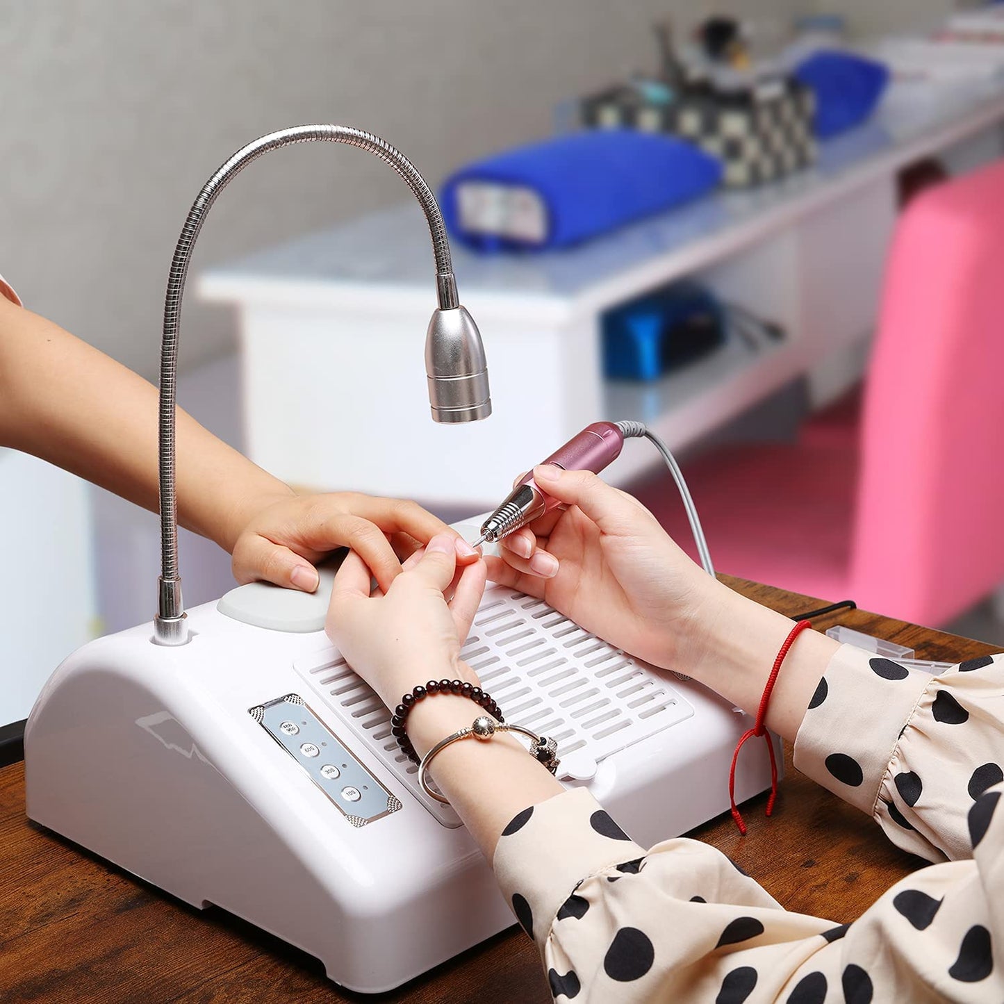 Nail Dust Collector Vacuum - 40W Multifunction Nail Art Machine | 30000 RPM Drill, UV LED Lamp & Hand Cushion