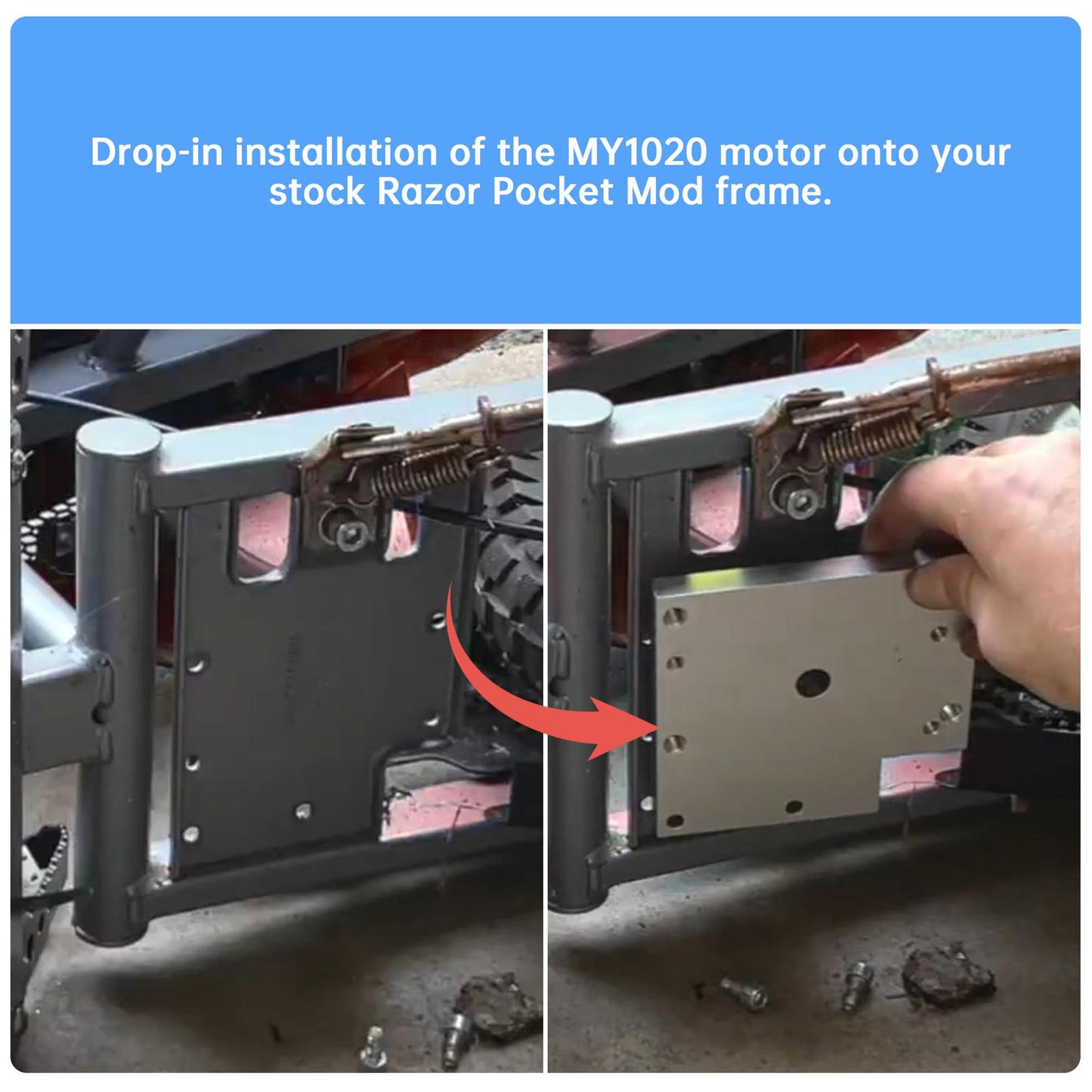 Motor Adapter Plate Set, Compatible with Razor RSF350 Models, Fit for MY1020 Motor Upgrade