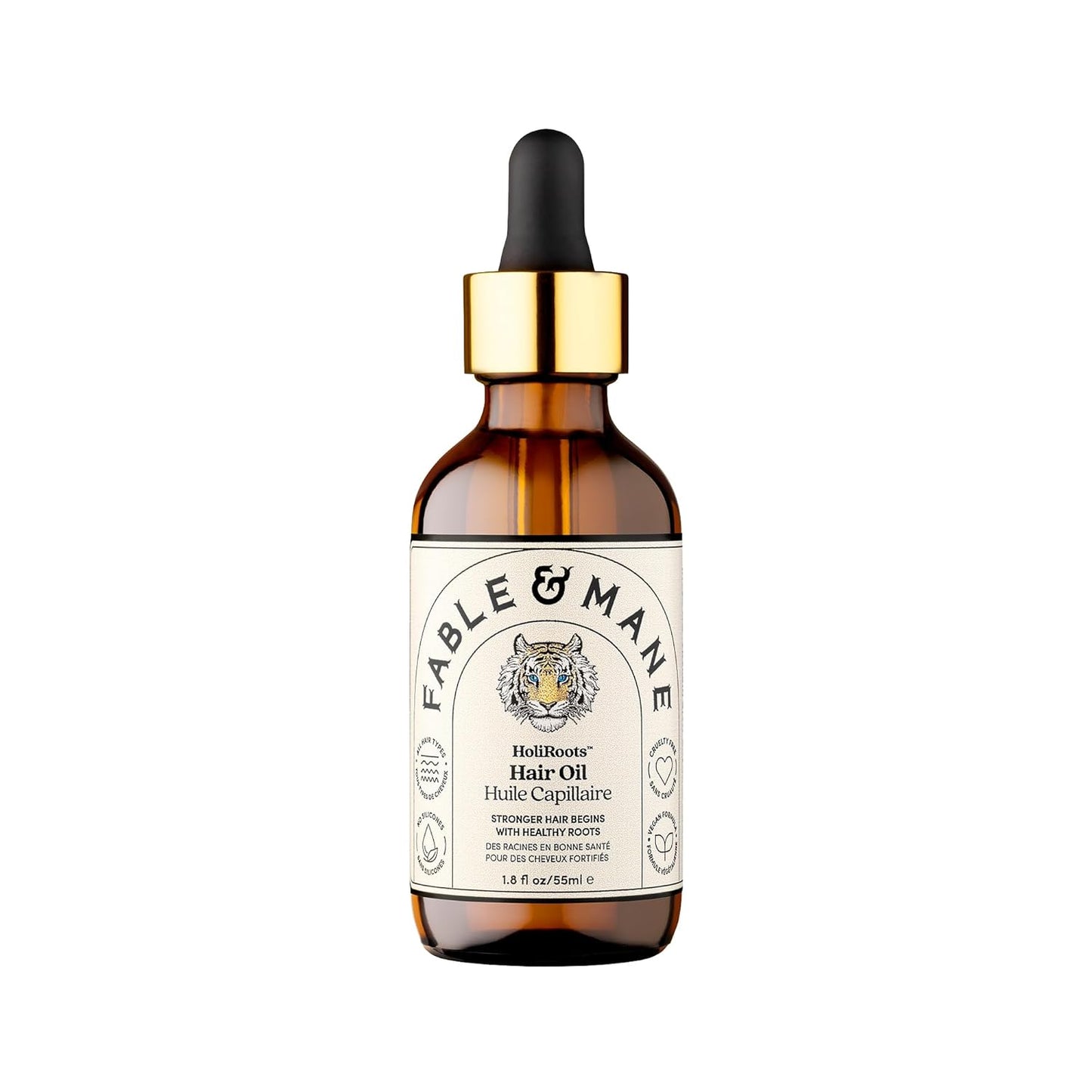 Fable and Mane Hair Oil - HoliRoots Strengthening Serum for Frizzy Hair | Ashwagandha & Castor Oil - 1.8 FL oz