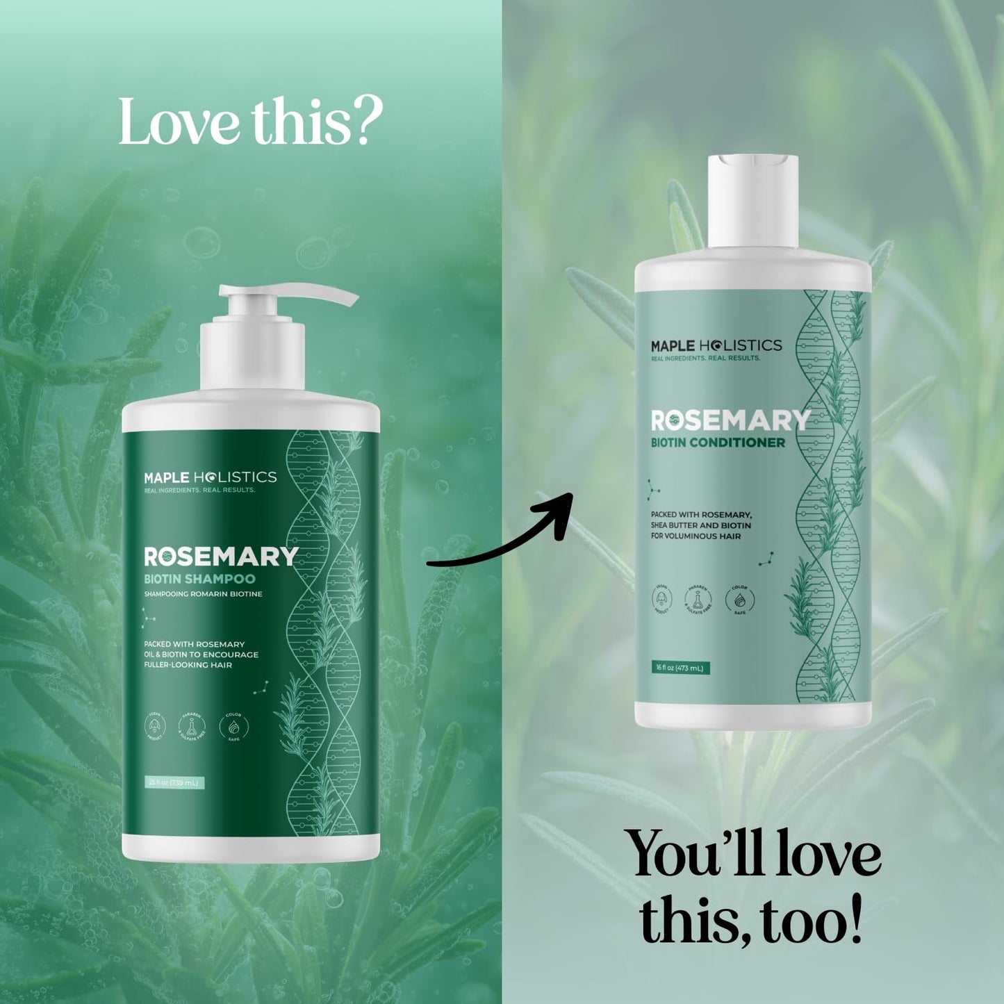 Volumizing Biotin and Rosemary Shampoo - Vegan Rosemary Biotin Shampoo for Thinning Hair for Women and Men with Nourishing B Vitamins & Tea Tree Oil - Paraben Silicone & Sulfate Free (25 Fl Oz)