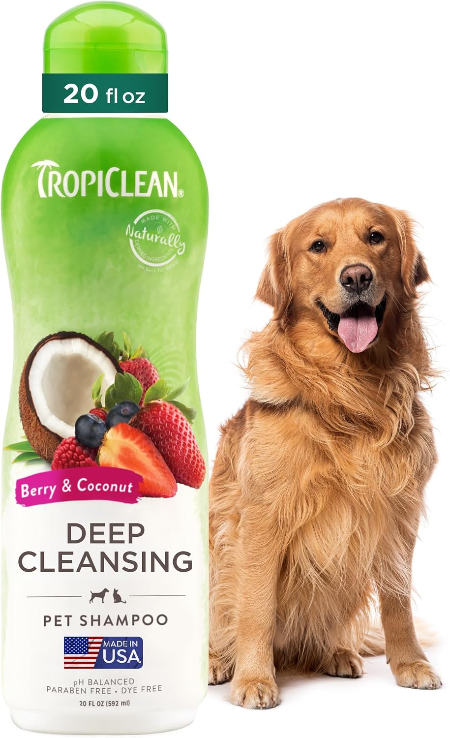 TropiClean 2-in-1 Dog Shampoo & Conditioner - Moisturizing Papaya Scent | Puppy & Cat Safe, 20oz