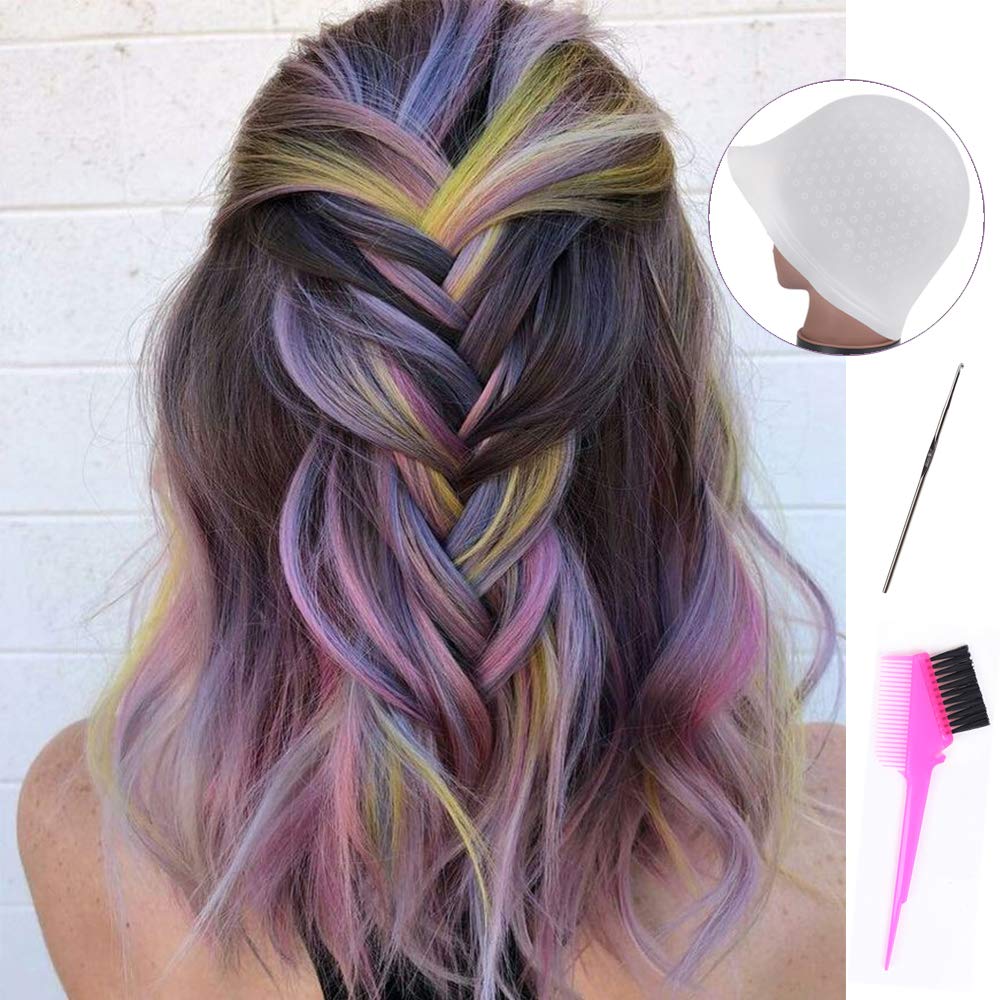 Silicone Highlight Caps Set - Professional Reusable Hair Dyeing Tools | 2 PCS with Hooks for Easy Application