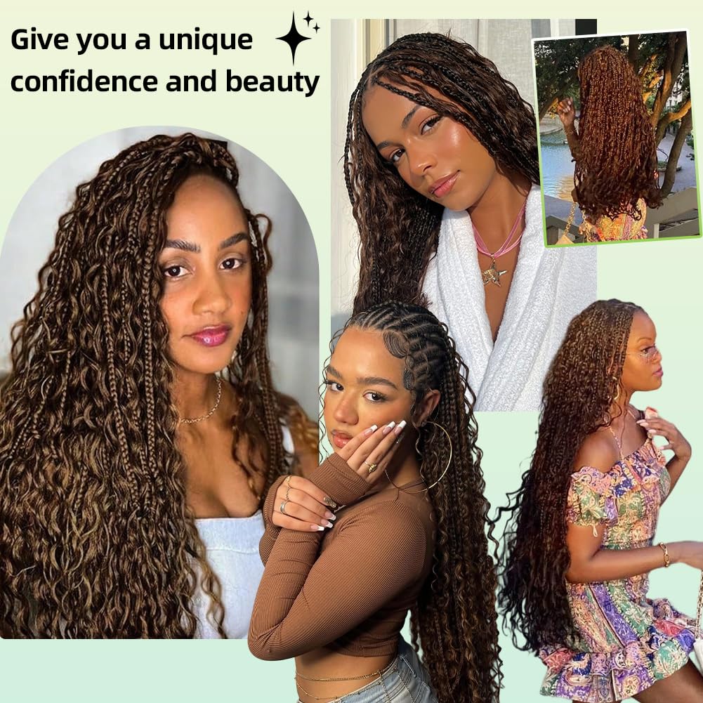 Color 4 Brown Boho Human Braiding Hair 120g Curly for Boho Braids Bohemian 100% Human Hair for Braiding Wet and Wave Deep Wave Bulk Human Hair for Boho Knotless Braids No Weft 3 Bundles 16 Inch
