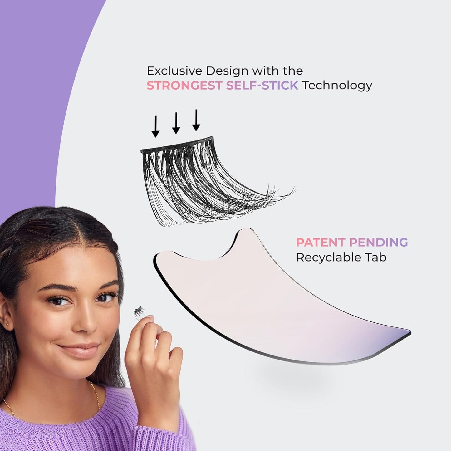 Kiss Impress Falsies Eyelashes - Easy Tab Self-Adhesive Black Clusters | Airy Wispy, 1 Pair 3mm-6mm & 1 Pair 4mm-10mm