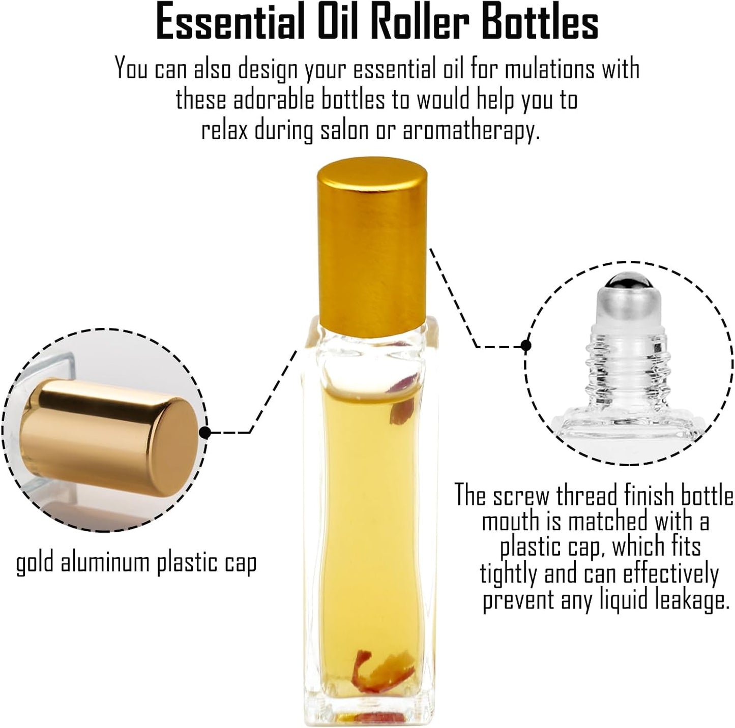 Essential Oil Roller Bottles - 100 Pcs 10 ml Thick Glass with Stainless Steel Balls | Leakproof & Travel-Friendly