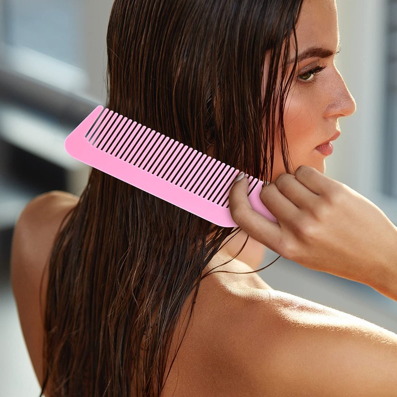 Boao 6 Pack Plastic Pink Hair Combs, 9 Inch Blending Barber Clipper Combs for Clipper Cuts and Flattops, Heat Resistant Anti-Static Hairdressing Combs (Pink, 6 Pieces)