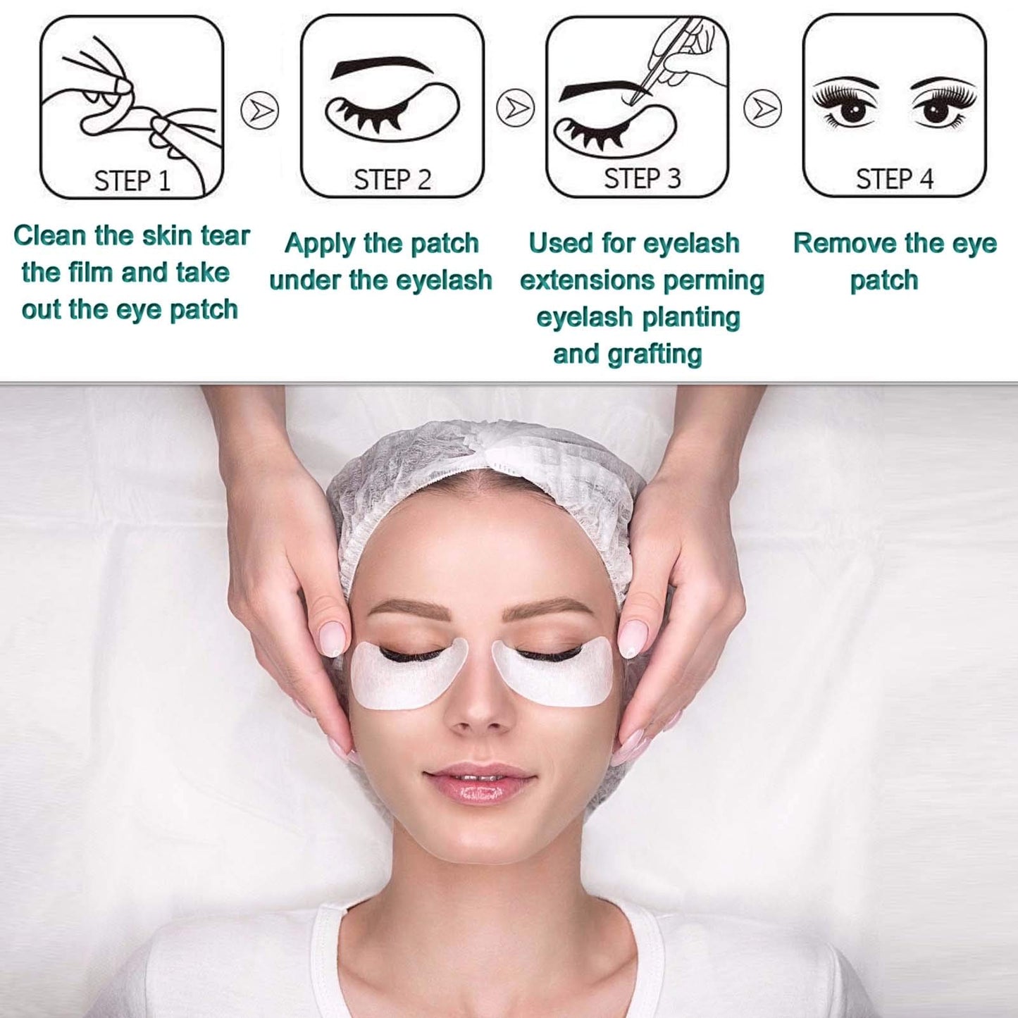 Qleng 50 Pairs Under Eye Pads, Eyelash Extension Eye Pad for Lash Extensions, Hydrogel Eye Patch DIY False Eyelash Lash Extension Makeup Eye Gel Pad