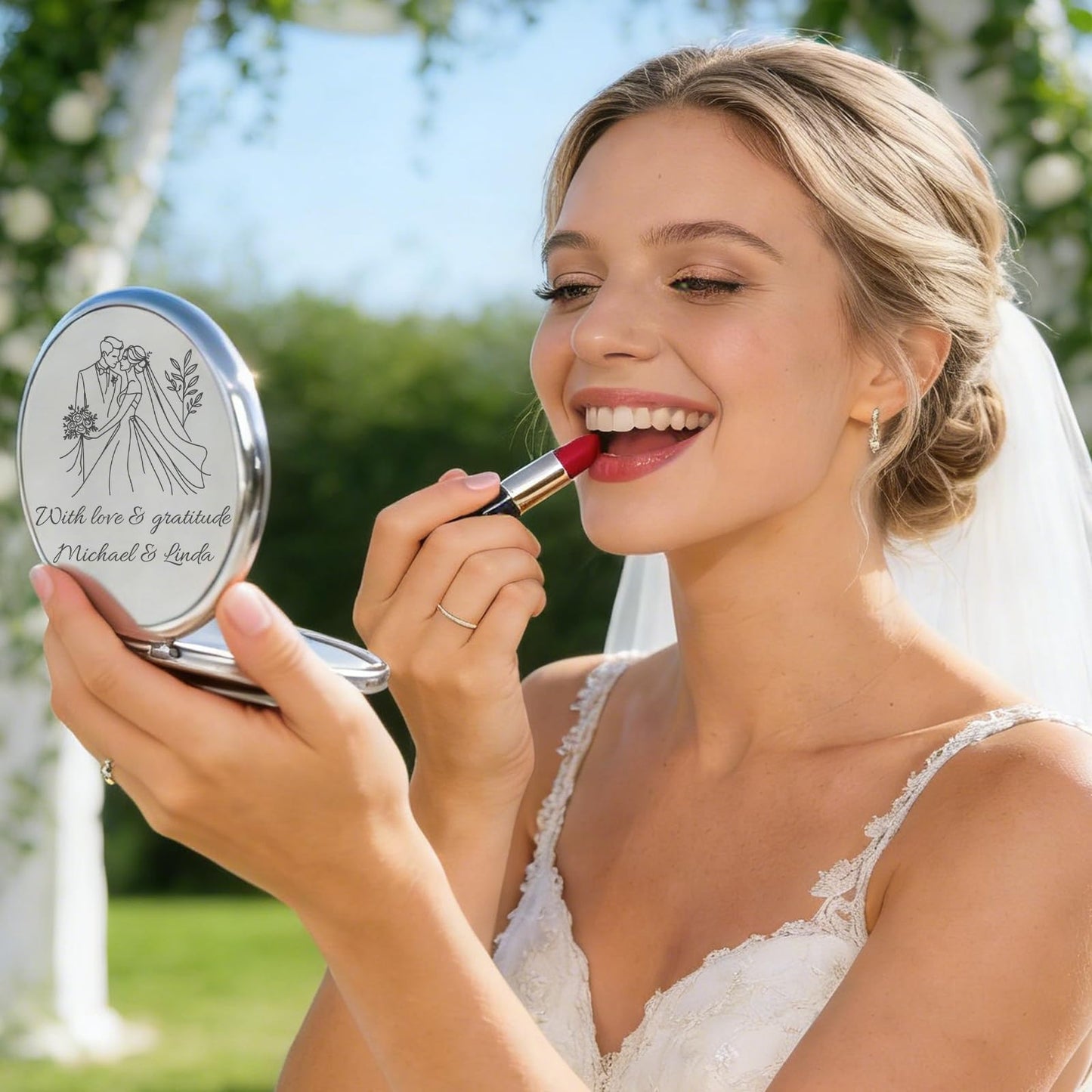HJX Personalized Compact Mirror Bulk with Name Photo for Women