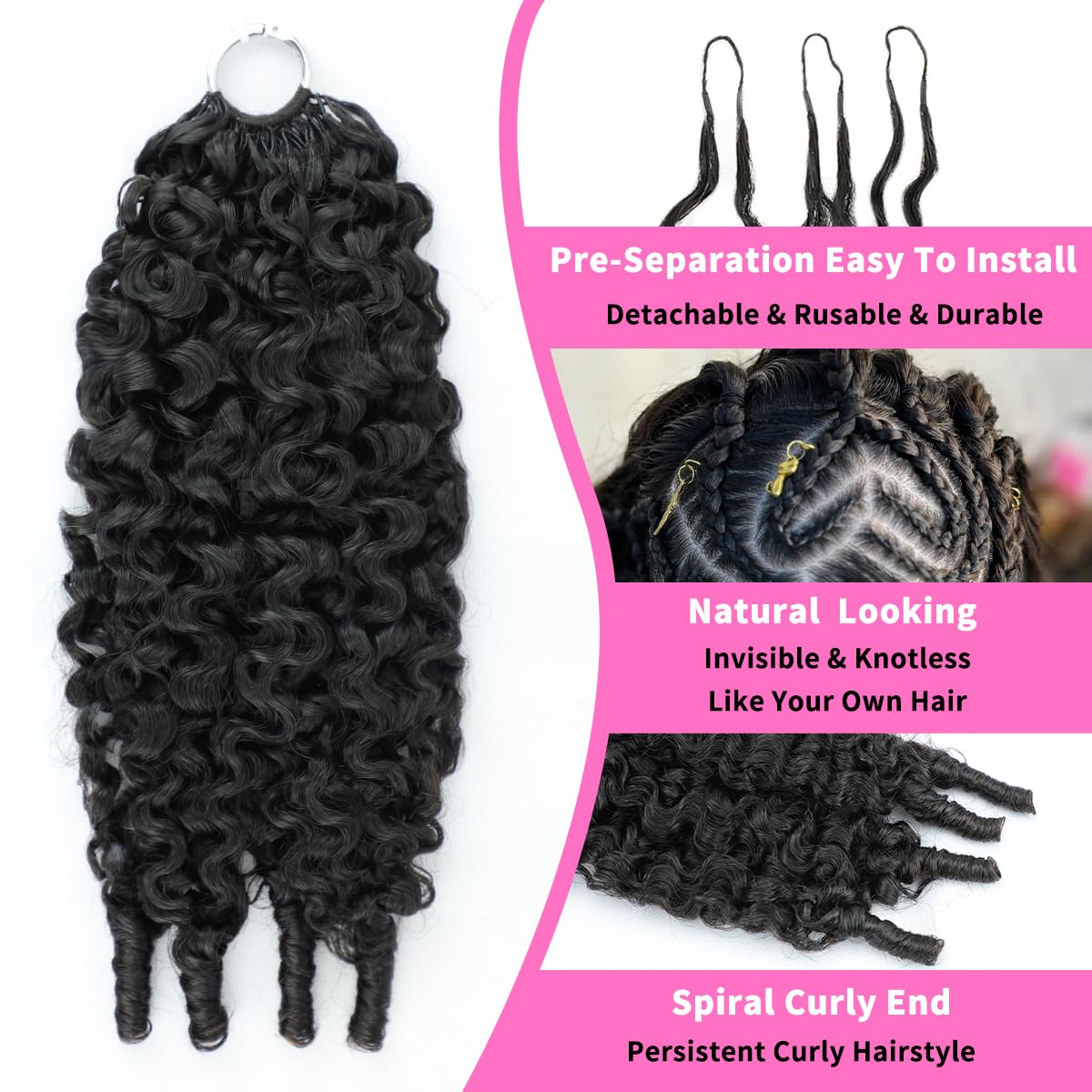 Human Crochet Hair for Black Women - 20 Inch Burmese Curly Pre-Looped | Natural Black, Reusable Bundles