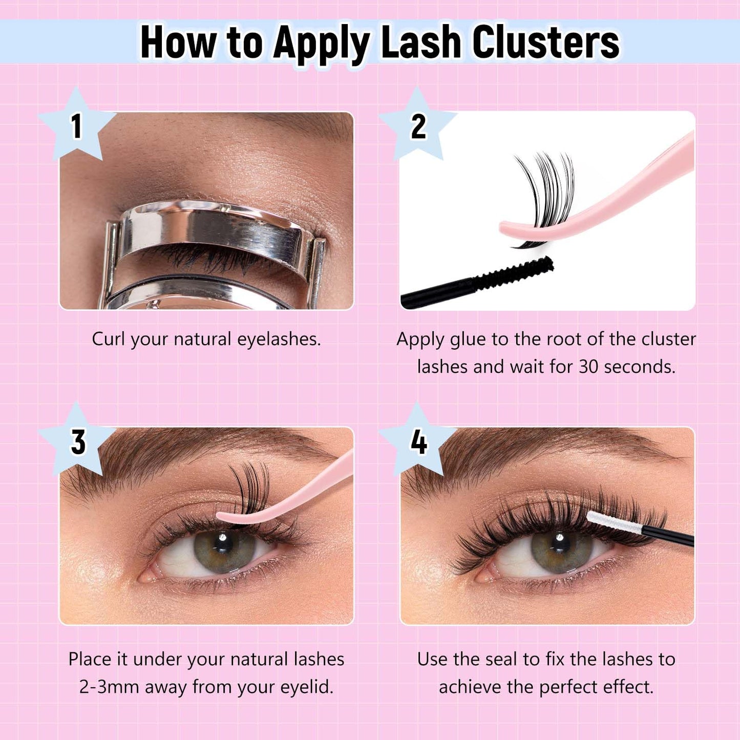 Lash Clusters Eyelash Extensions 40D+60D+80D+100D+150D+200D D Curl Fluffy Eyelash Clusters 10-18mm Natural Wispy Cluster Eyelash DIY Individual Lashes Extensions for Beginners by FADLASH